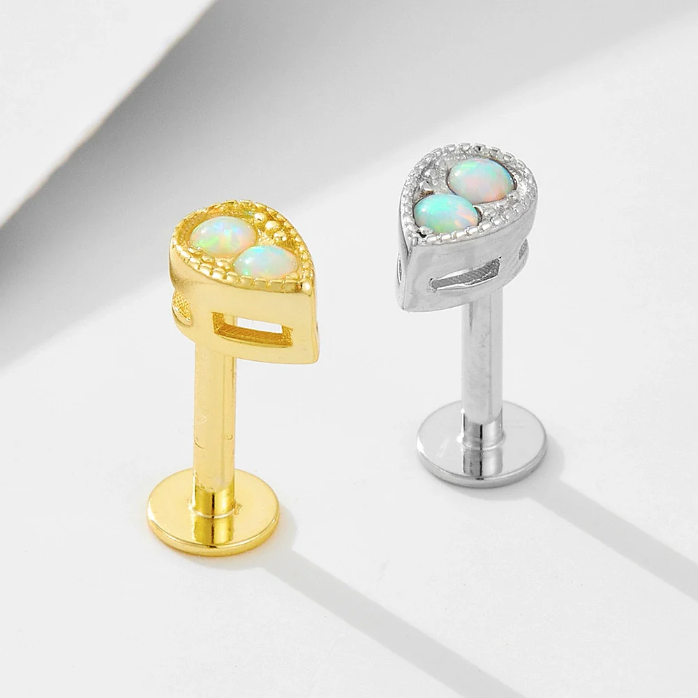 Wholesale Minimalist Geometric Drop Shape S925 Silver Opal Inlaid Earrings For Women - Image 3