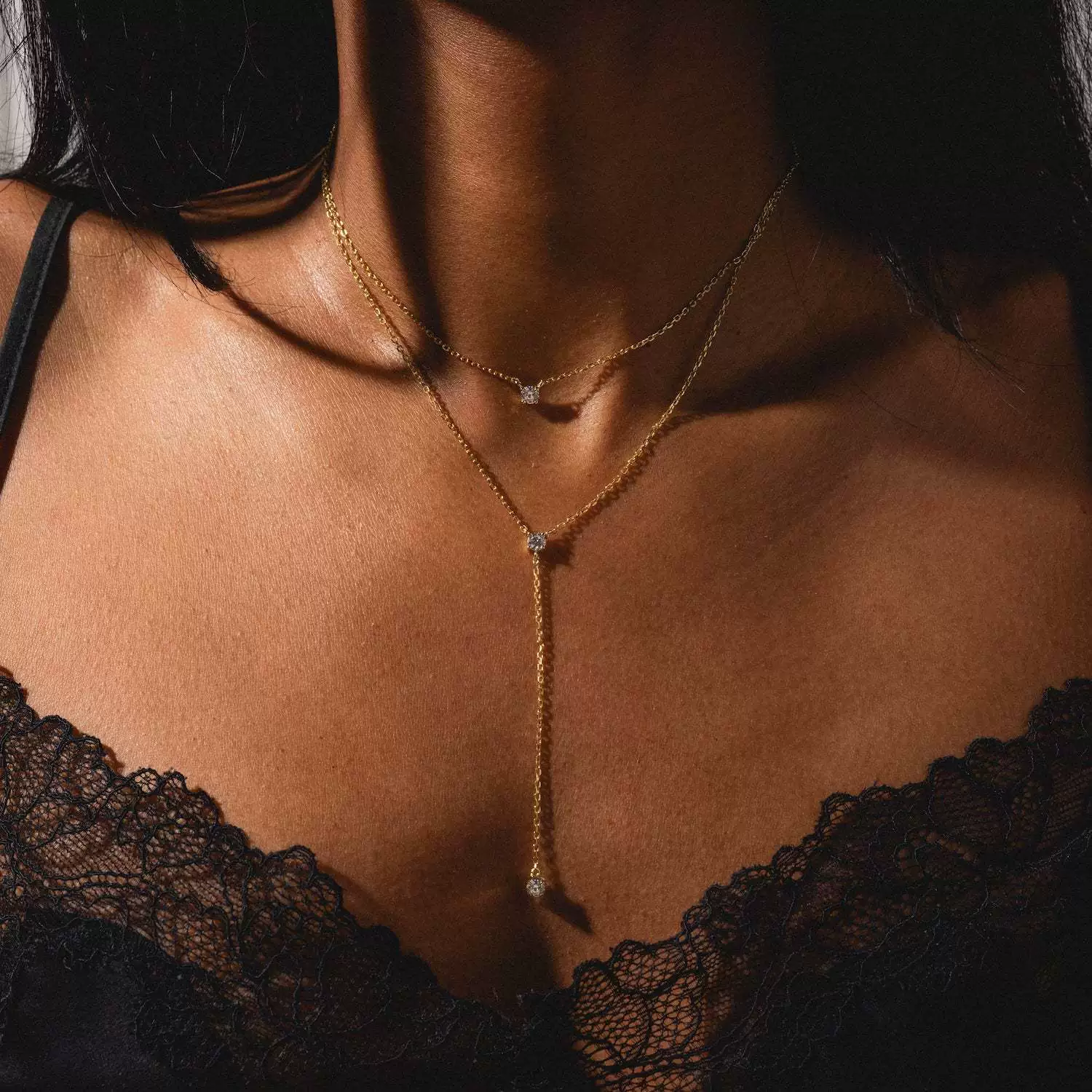 Wholesale Minimalist Geometric Gold Plated Copper Necklace With Birthstone Zircon And Double Chain For Unisex - Image 3