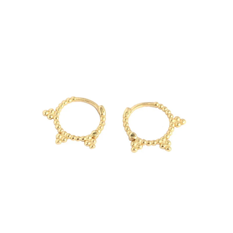 Wholesale Minimalist Geometric S925 Silver Small Round Bead Ear Buckle Earrings With Electroplating - Image 5