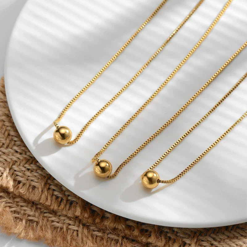 Wholesale Minimalist Geometric Titanium Steel Goldplated Women's Box Chain Necklace - Image 3