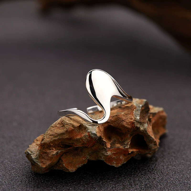 Wholesale Minimalist Geometric Wave Pattern S925 Sterling Silver Ring Set With Gems For Women - Image 3