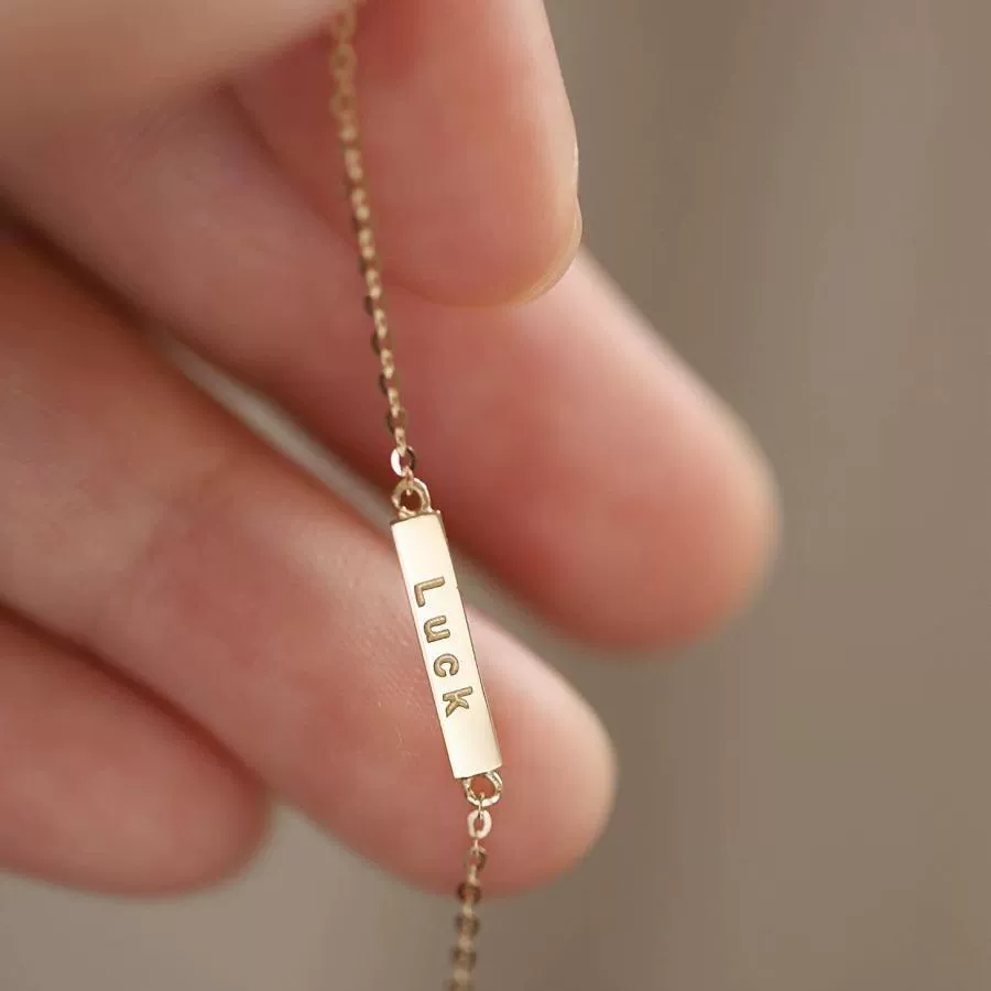 Wholesale Minimalist Sterling Silver Women's Bracelet With English Letters 14K Gold Plated