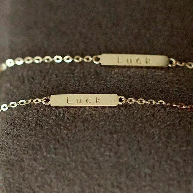 Wholesale Minimalist Sterling Silver Women's Bracelet With English Letters 14K Gold Plated - Image 2