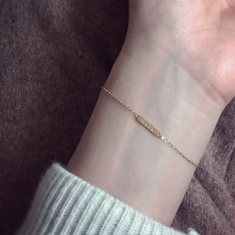 Wholesale Minimalist Sterling Silver Women's Bracelet With English Letters 14K Gold Plated - Image 3