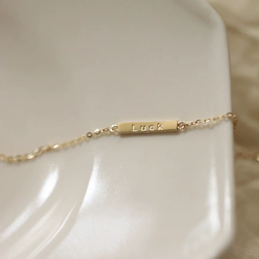 Wholesale Minimalist Sterling Silver Women's Bracelet With English Letters 14K Gold Plated - Image 4