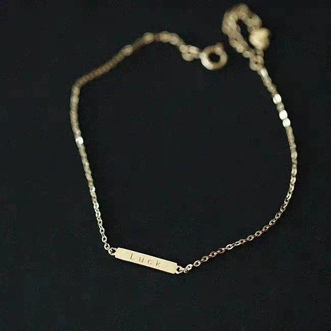 Wholesale Minimalist Sterling Silver Women's Bracelet With English Letters 14K Gold Plated - Image 6