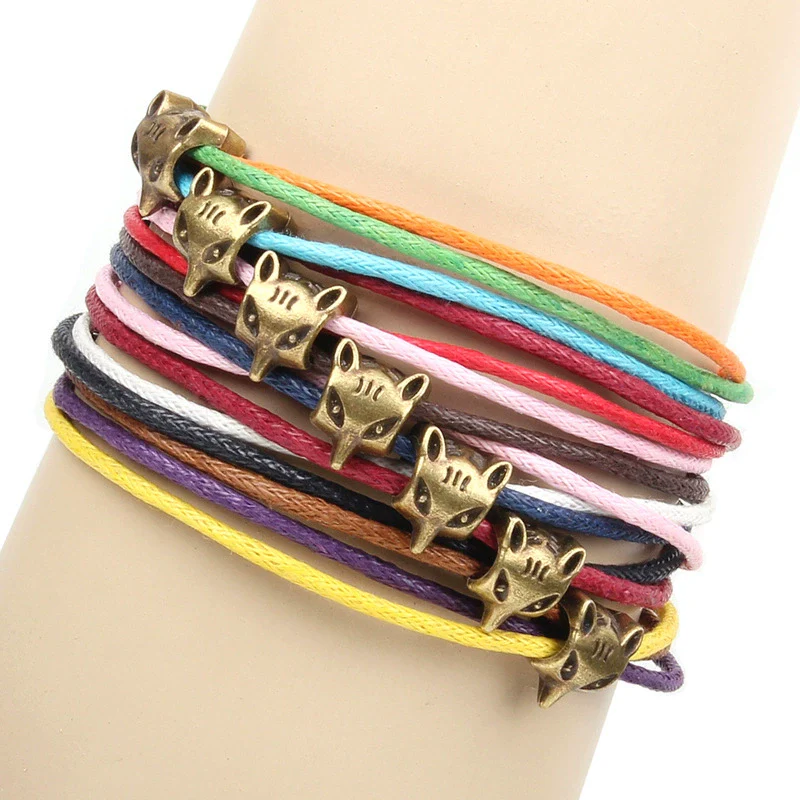 Wholesale Mixed Batch Colorful Wax Rope Bracelet With Animal Beaded And Zodiac Pattern Electroplated Treatment - Image 3
