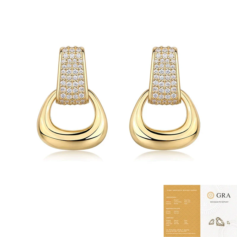 Wholesale Moissanite 925 Silver Geometric Inlay Fashion Earrings For Women - Image 5