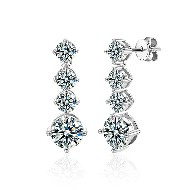 Wholesale Moissanite And 925 Sterling Silver Geometric Earrings Highend Classic Fourclaw Design - Image 5