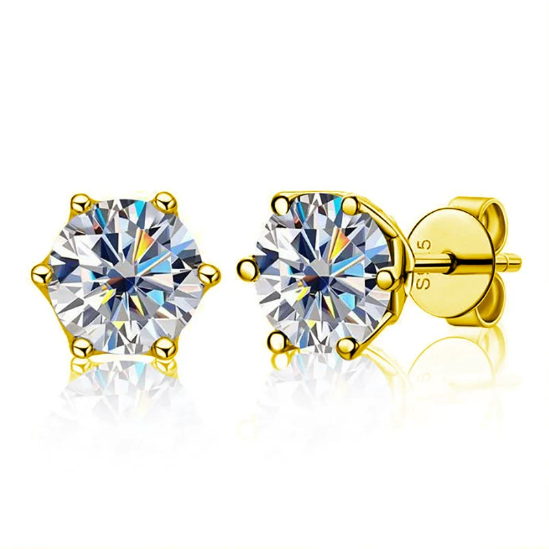 Wholesale Moissanite Crown Shape 925 Sterling Silver Minimalist Magnetic Stud Earrings - Image 12