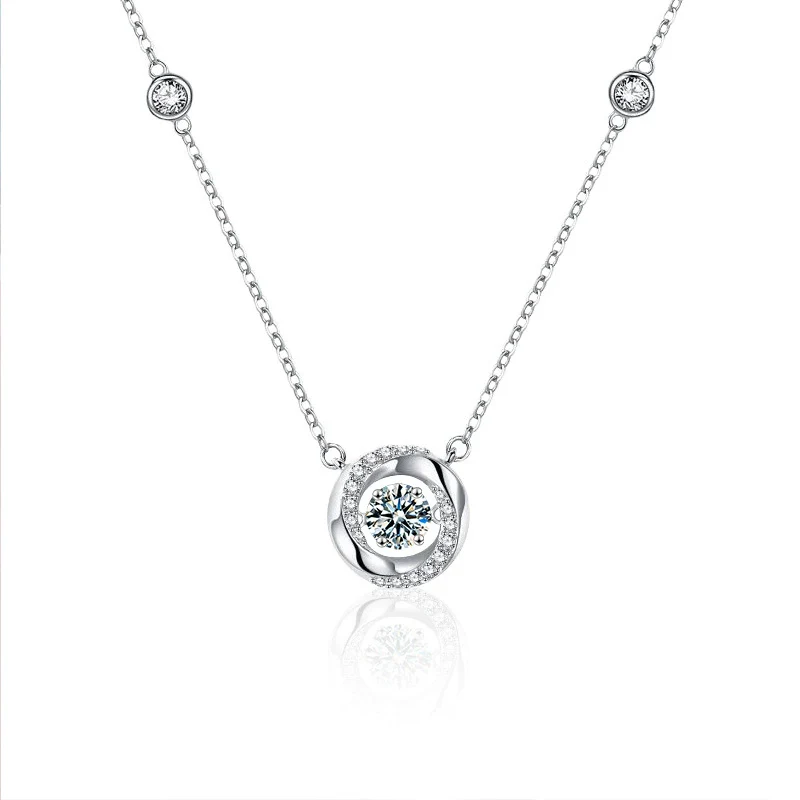 Wholesale Moissanite Necklace S925 Sterling Silver Geometric Mobius Women's Fashion Necklace - Image 4