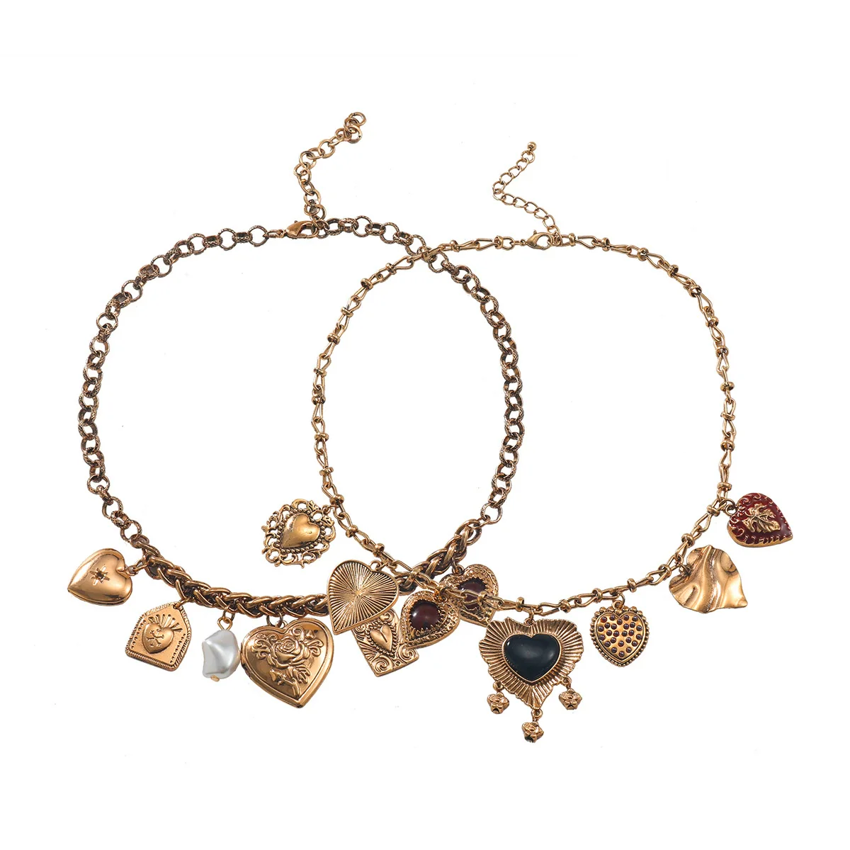 Wholesale Multilayer Metal Retro Heart Pendant Ladies Charm Necklace Alloy Electroplating - Image 6