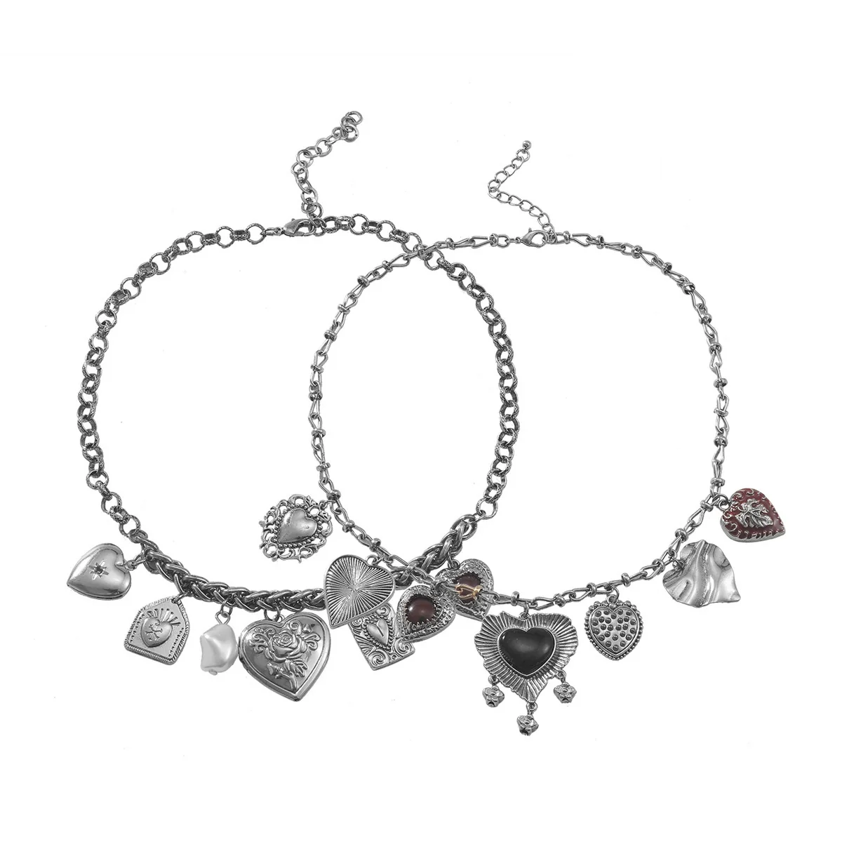 Wholesale Multilayer Metal Retro Heart Pendant Ladies Charm Necklace Alloy Electroplating - Image 7