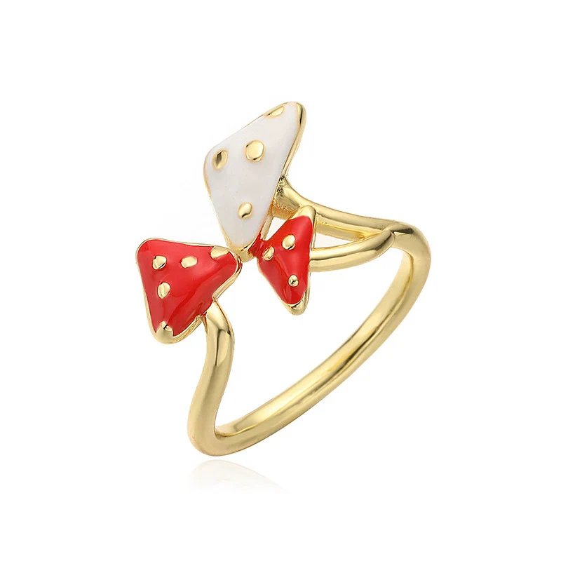 Wholesale Mushroom Ring Copper Dripping Oil Fruit Pattern For Women - Image 8