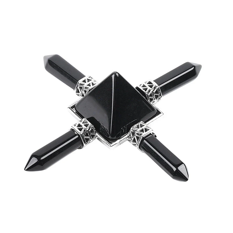 Wholesale Natural Stone And Copper Ornaments Pyramid Pink White Crystal Obsidian Amethyst Minimalist Style - Image 4