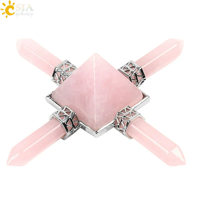 Wholesale Natural Stone And Copper Ornaments Pyramid Pink White Crystal Obsidian Amethyst Minimalist Style - Image 6