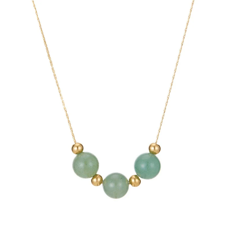 Wholesale Natural Stone Bead Pendant Necklace Titanium Steel Snake Bone Chain Geometric Style 18K Gold Plated - Image 5
