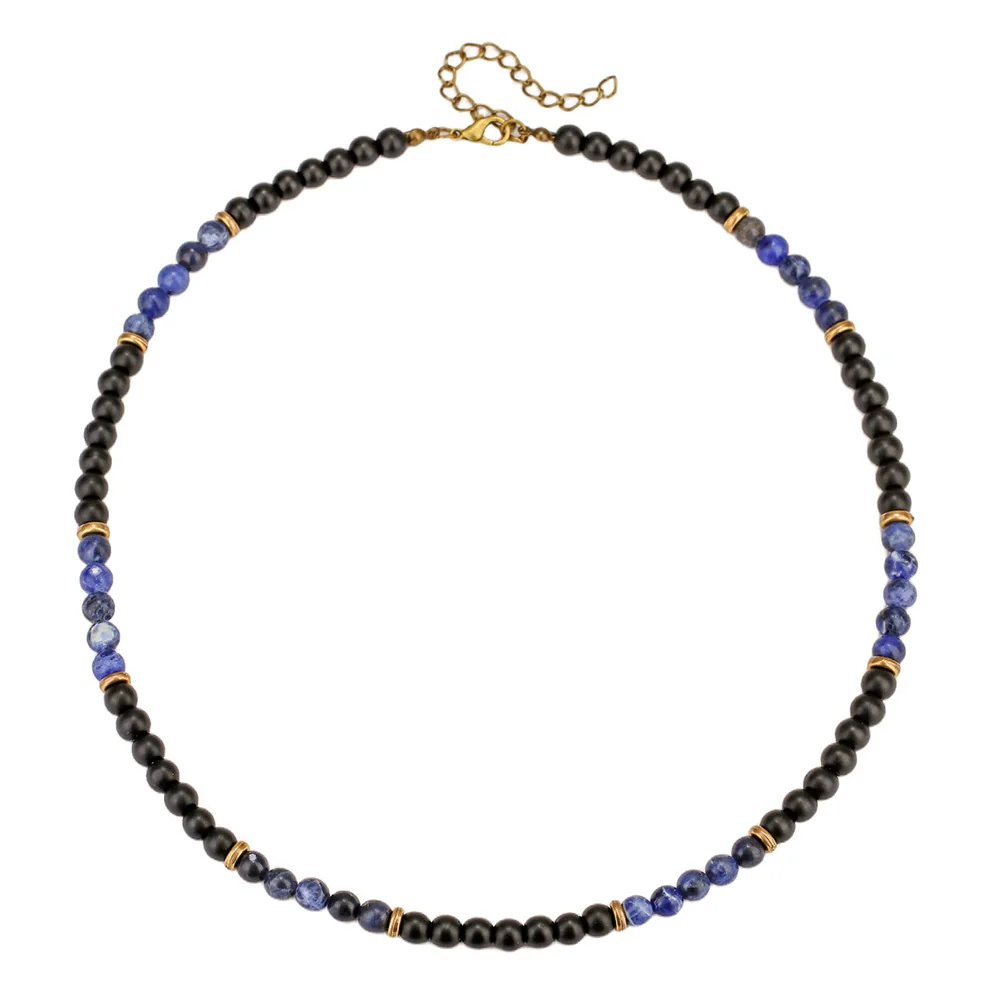 Wholesale Natural Stone Beaded Necklace Handmade With Alloy Pendant Geometric Style Round Shape Unisex - Image 5