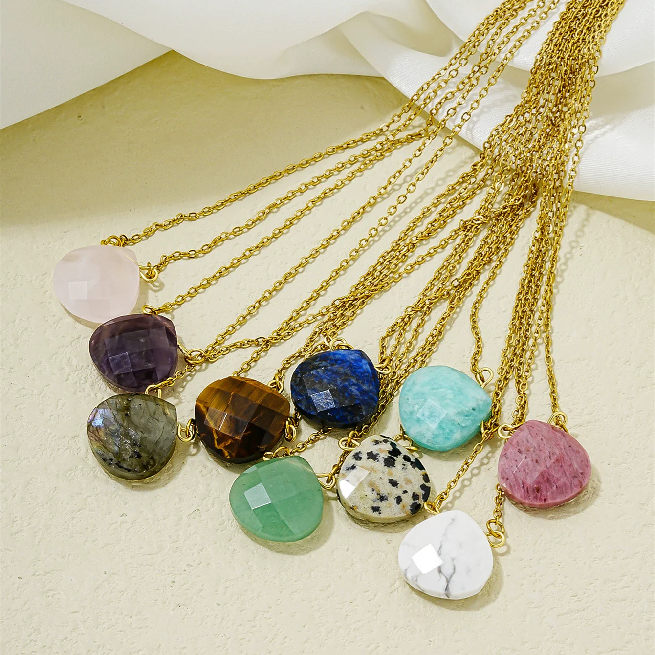 Wholesale Natural Stone Dropshaped Pendant Clavicle Ochain Handmade Women's Fashion Accessories - Image 4