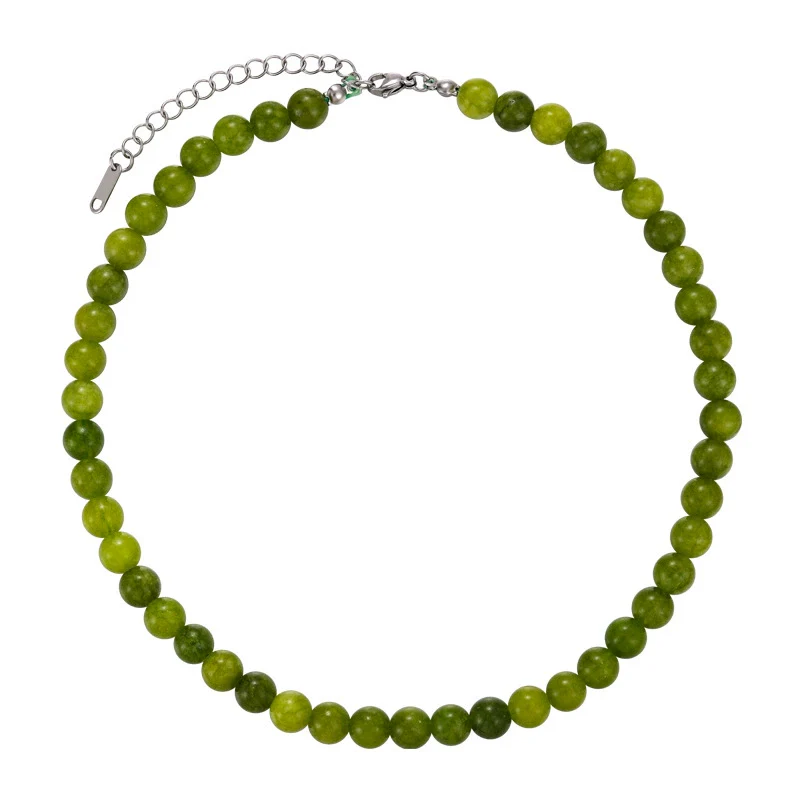 Wholesale Natural Stone Necklace Retro Geometric Style Handbeaded Polished Ball Chain For Women - Image 5
