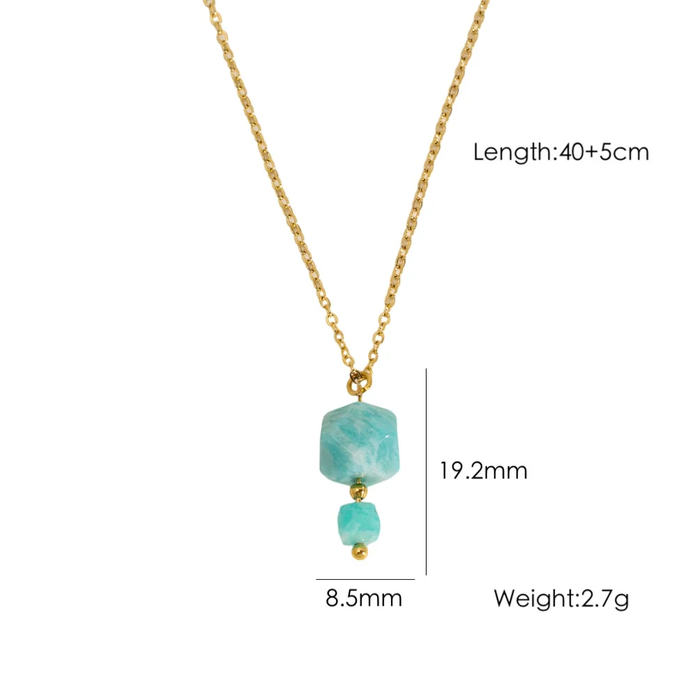 Wholesale Natural Stone Pendant Necklace Stainless Steel Geometric Simple Set With Gemstones For Women - Image 10
