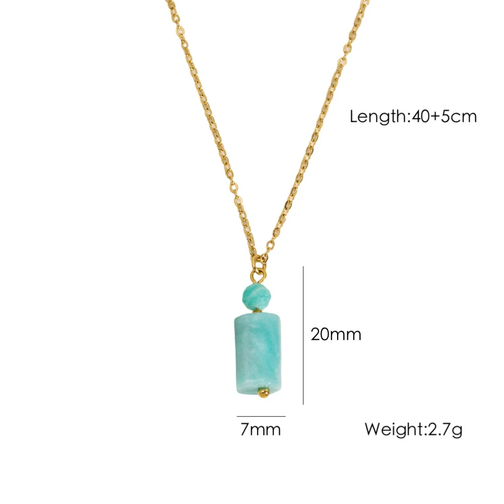 Wholesale Natural Stone Pendant Necklace Stainless Steel Geometric Simple Set With Gemstones For Women - Image 11