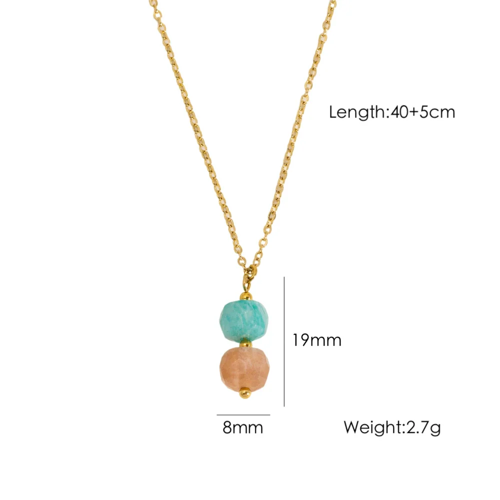 Wholesale Natural Stone Pendant Necklace Stainless Steel Geometric Simple Set With Gemstones For Women - Image 12