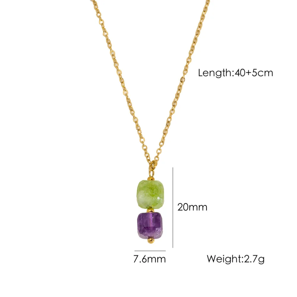 Wholesale Natural Stone Pendant Necklace Stainless Steel Geometric Simple Set With Gemstones For Women - Image 13
