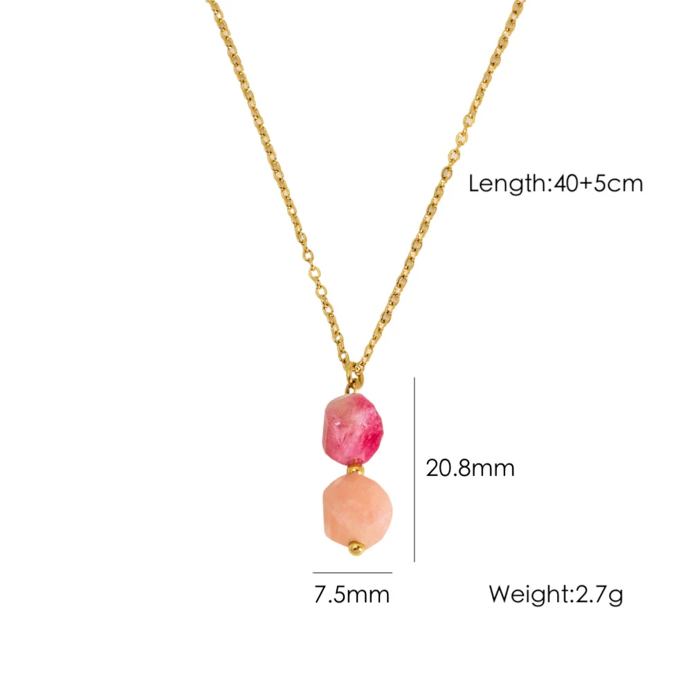 Wholesale Natural Stone Pendant Necklace Stainless Steel Geometric Simple Set With Gemstones For Women - Image 6