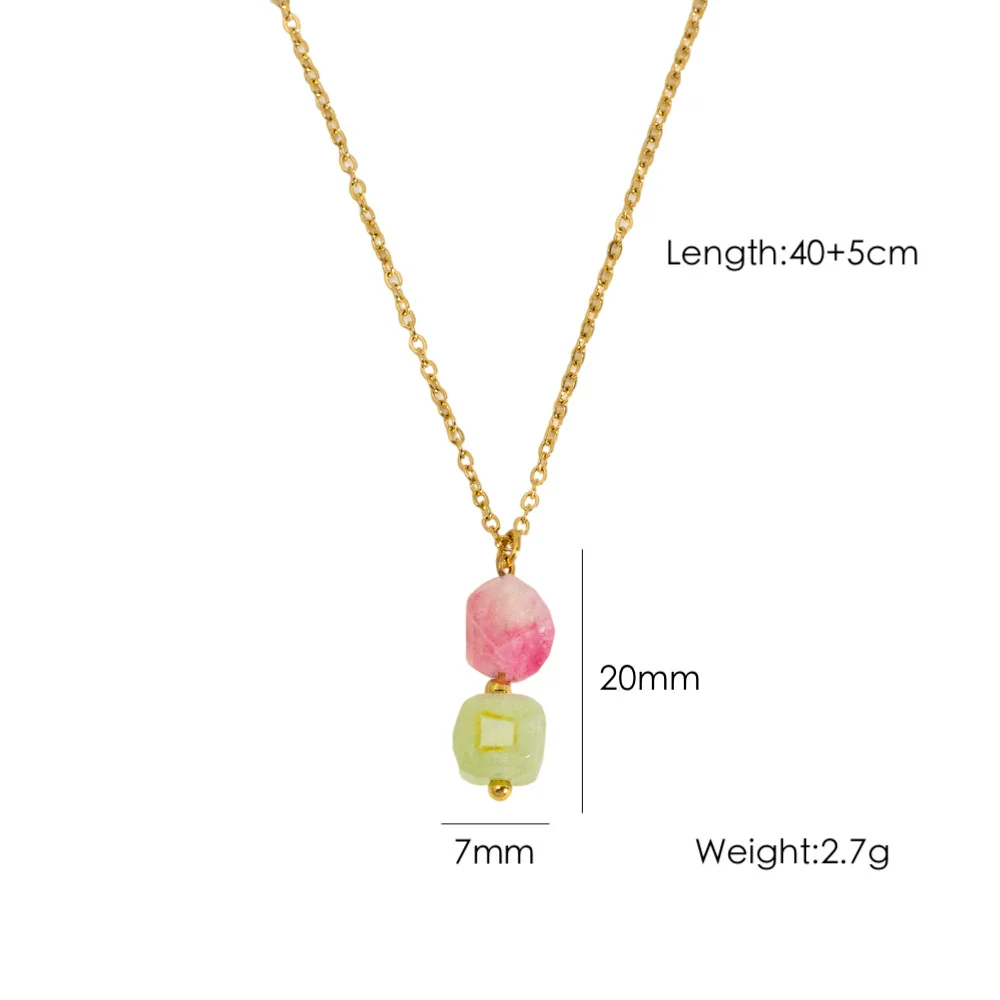 Wholesale Natural Stone Pendant Necklace Stainless Steel Geometric Simple Set With Gemstones For Women - Image 7