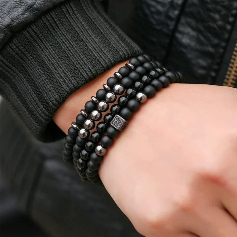Wholesale Natural Wooden Beads And Copper Inlaid Zircon Beaded Bracelet Set Geometric Handmade Unisex - Image 10
