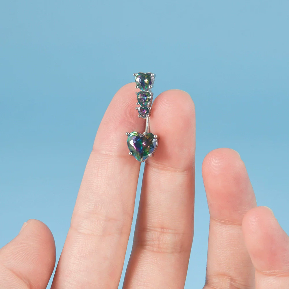 Wholesale Navel Ring Stainless Steel Inlaid Zircon Heart Shape Unisex - Image 2