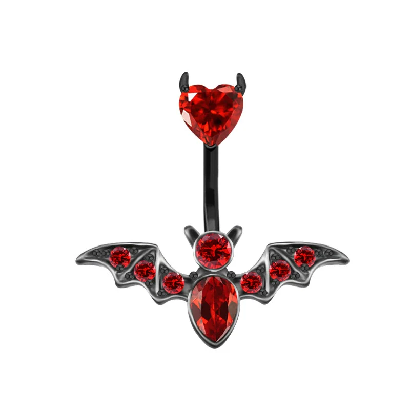 Wholesale Navel Ring Zinc Alloy Heart Shape Bat Dark Series Puncture Unisex - Image 2