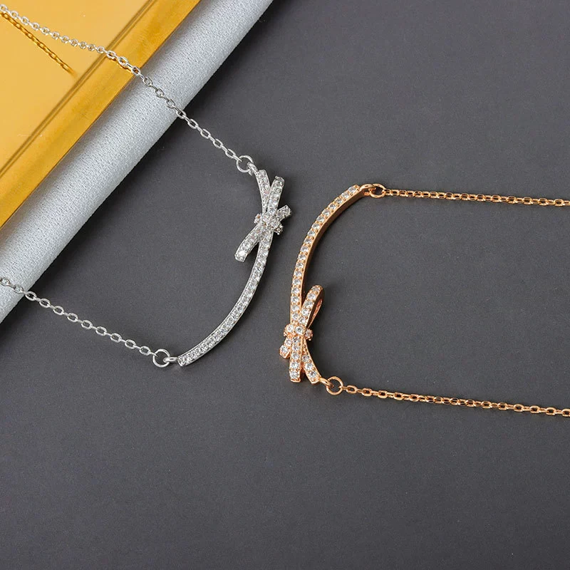 Wholesale Necklace 925 Sterling Silver Bow Mixed Gem Inlay Electroplating - Image 3
