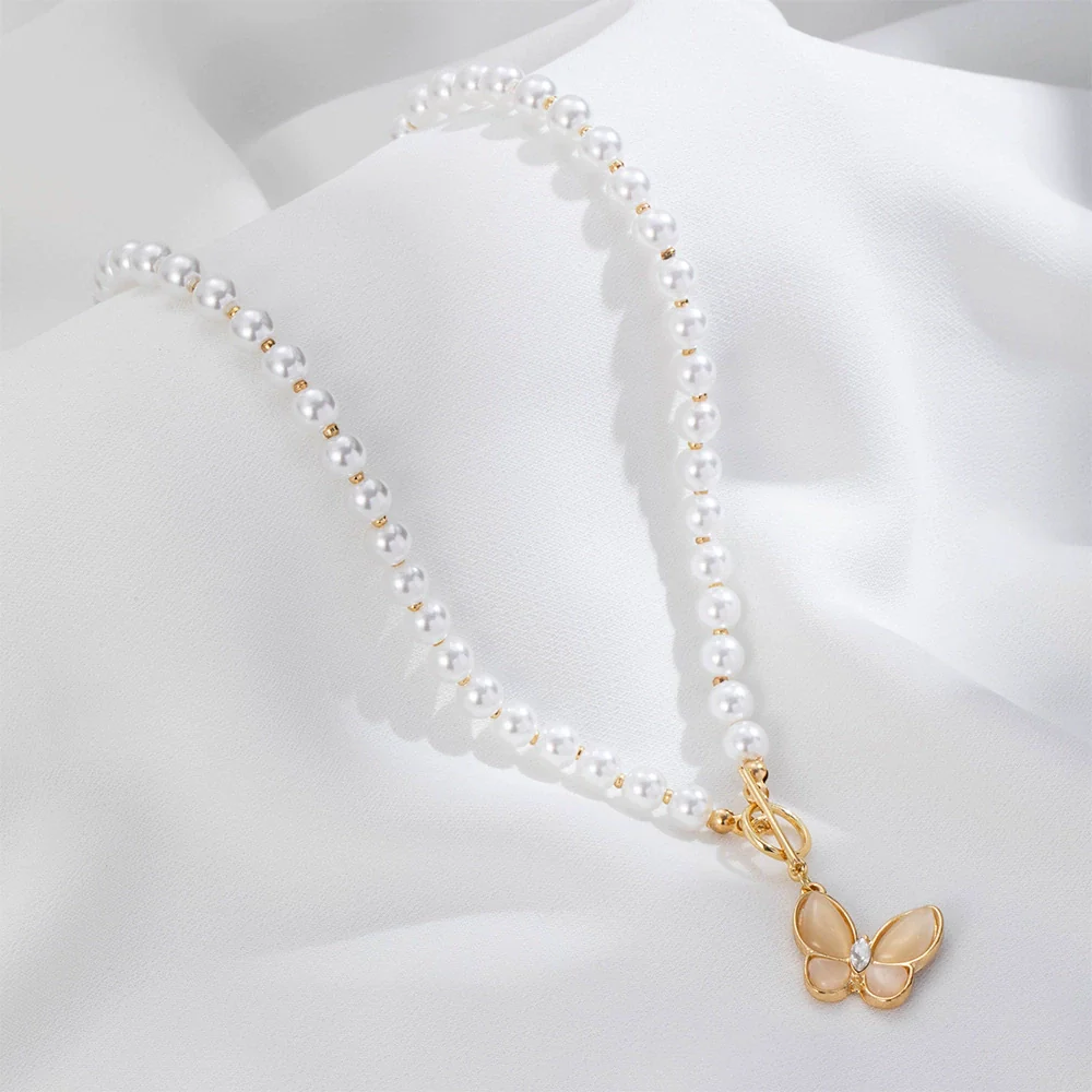 Wholesale Necklace Alloy Pearl Chain Butterfly Pendant Electroplated - Image 4
