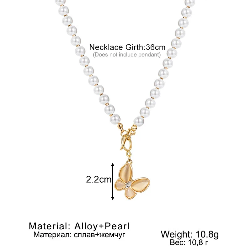 Wholesale Necklace Alloy Pearl Chain Butterfly Pendant Electroplated - Image 5