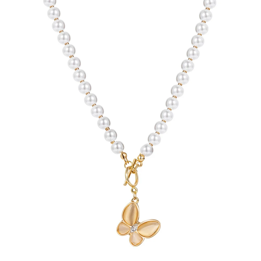 Wholesale Necklace Alloy Pearl Chain Butterfly Pendant Electroplated - Image 6