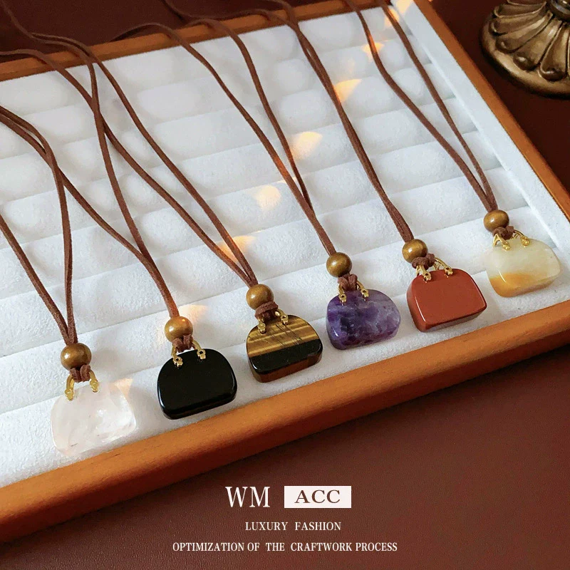 Wholesale Necklace Artificial Stone Wooden Bead Artificial Leather Geometric Electroplating Sophisticated Style - Image 3