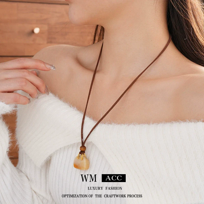 Wholesale Necklace Artificial Stone Wooden Bead Artificial Leather Geometric Electroplating Sophisticated Style - Image 4