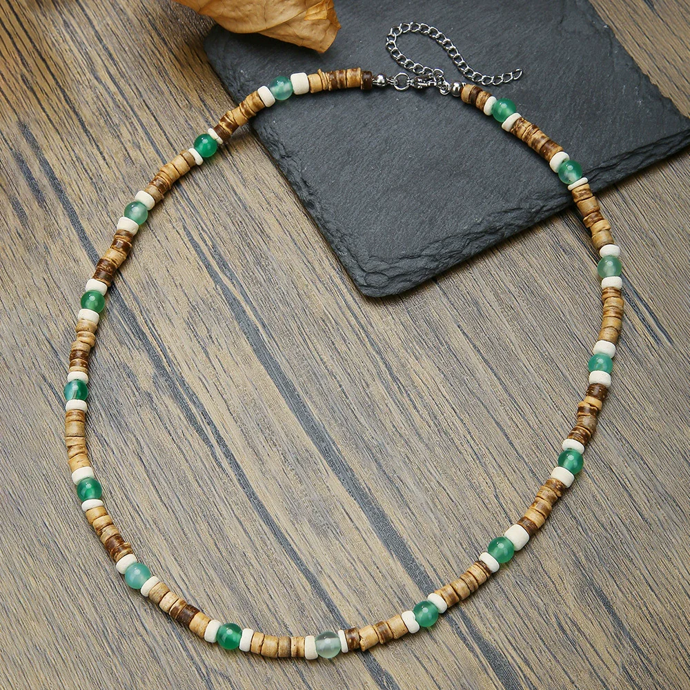 Wholesale Necklace Coconut Shell Wood Stainless Steel Geometric Handmade - Image 13