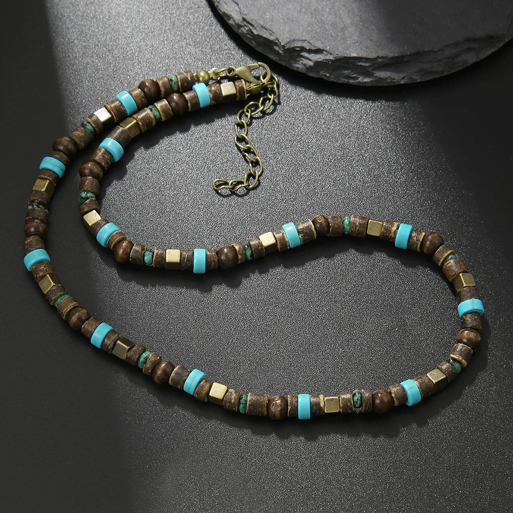 Wholesale Necklace Coconut Shell Wood Stainless Steel Geometric Handmade - Image 15