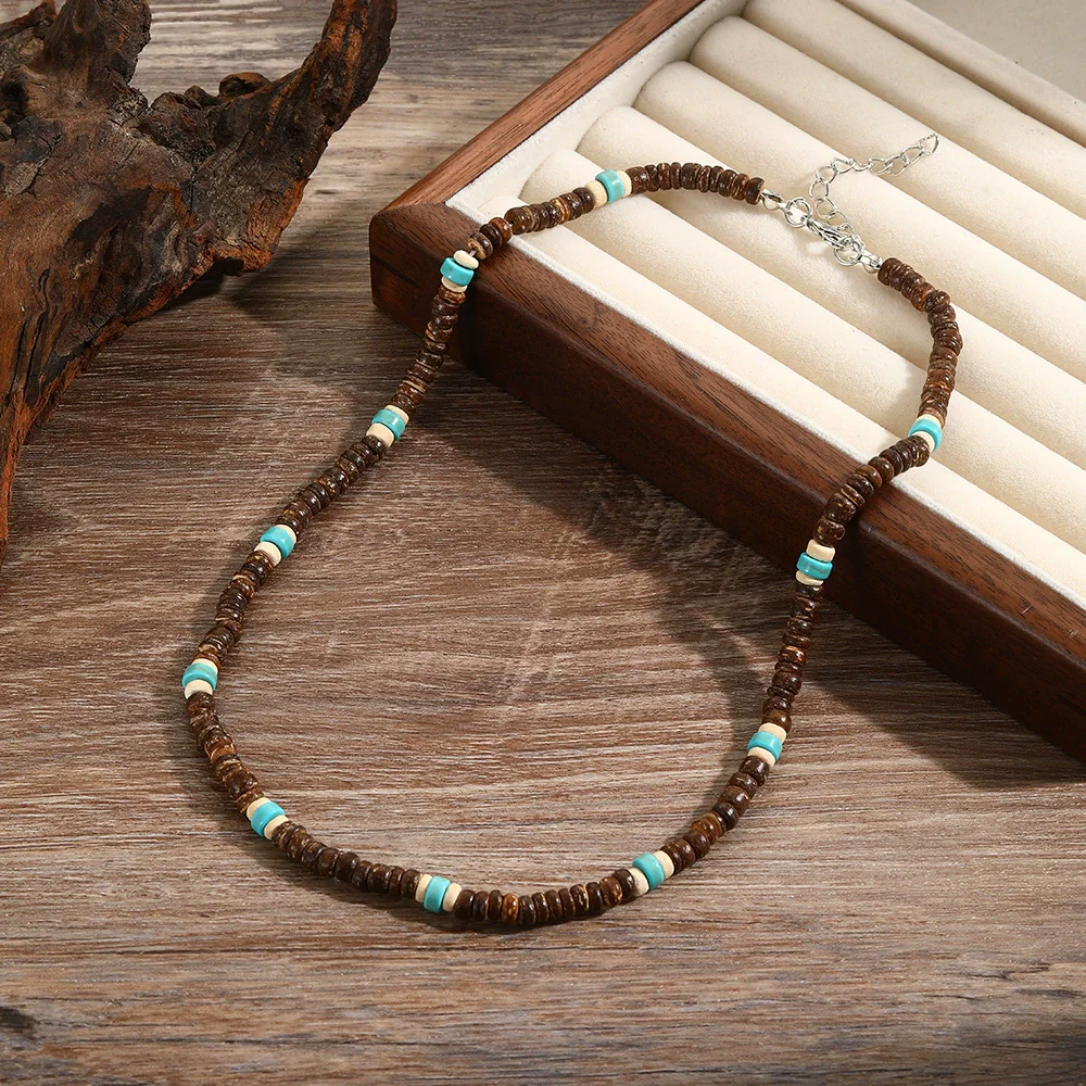 Wholesale Necklace Coconut Shell Wood Stainless Steel Geometric Handmade - Image 20