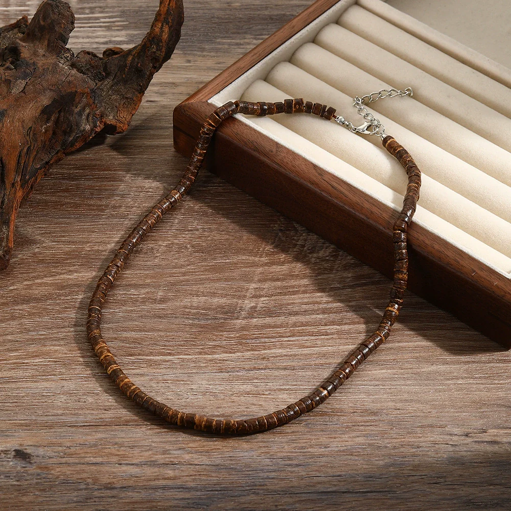 Wholesale Necklace Coconut Shell Wood Stainless Steel Geometric Handmade - Image 23