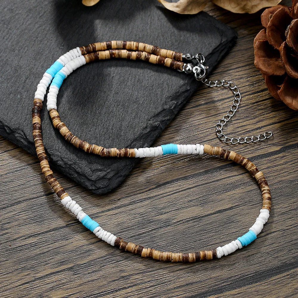 Wholesale Necklace Coconut Shell Wood Stainless Steel Geometric Handmade - Image 3