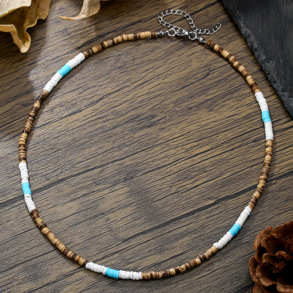 Wholesale Necklace Coconut Shell Wood Stainless Steel Geometric Handmade - Image 4