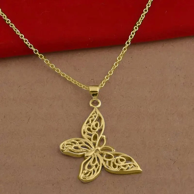 Wholesale Necklace Copper Butterfly Pendant Hollow Electroplated Ochain Women's - Image 4