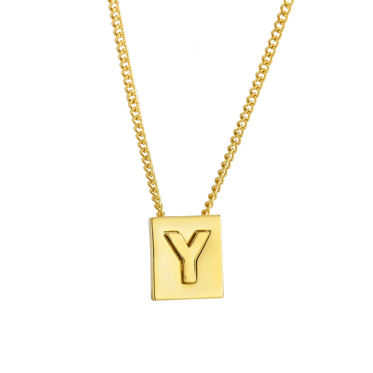 Wholesale Necklace Copper Goldplated Square Letter Design For Women - Image 5