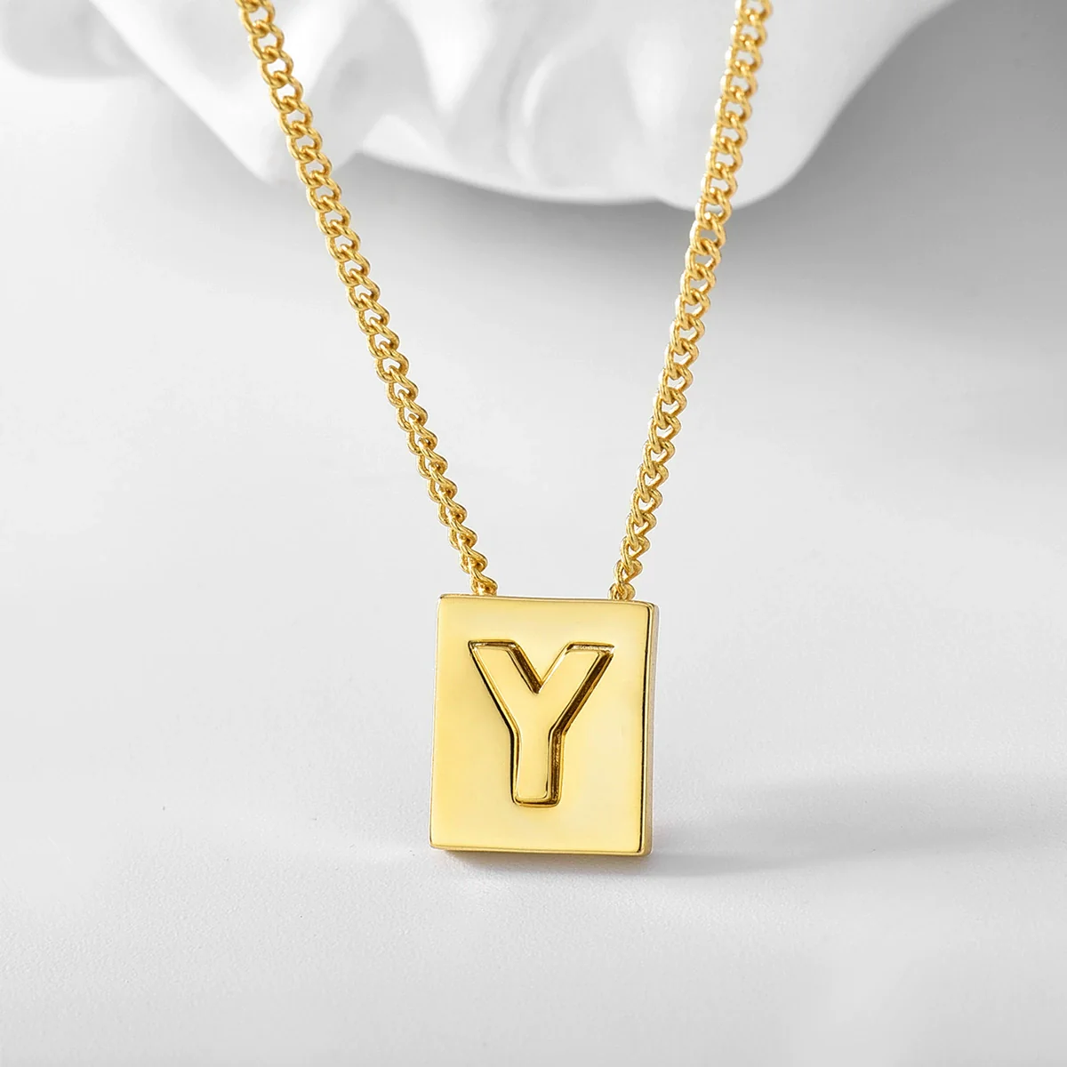 Wholesale Necklace Copper Goldplated Square Letter Design For Women - Image 7