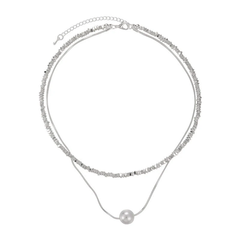 Wholesale Necklace Copper Imitation Pearl Geometric Electroplating Women's Clavicle Chain - Image 5