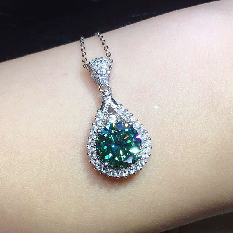 Wholesale Necklace Copper Mixed Gem Inlay Geometric Water Drop Pendant For Women - Image 3